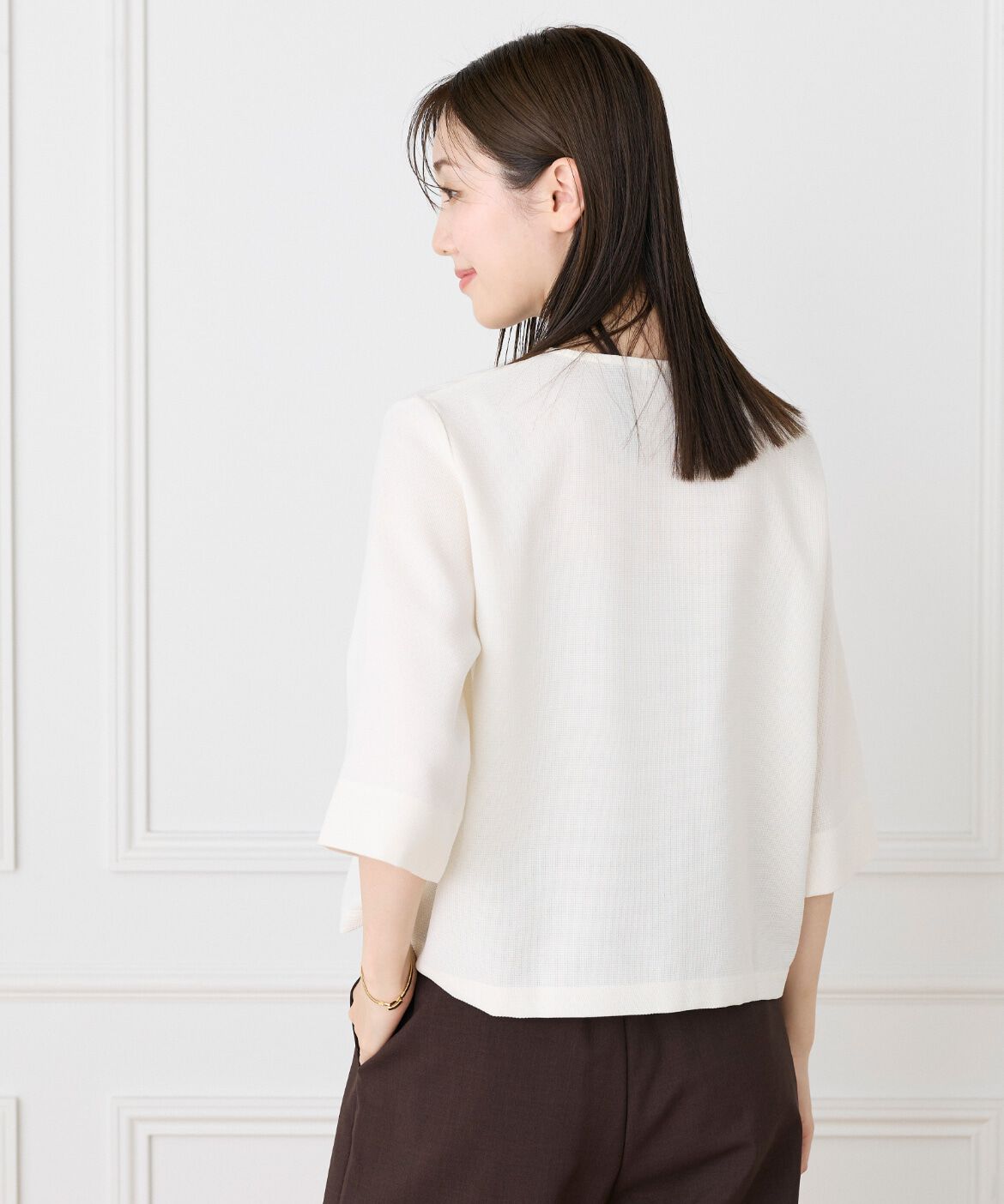 7-IDconcept.「《大きいｻｲｽﾞ》5分袖ｶｰﾃﾞｨｶﾞﾝ《日本製》|品よく羽織れる上  」|Tシャツ・カットソー|
