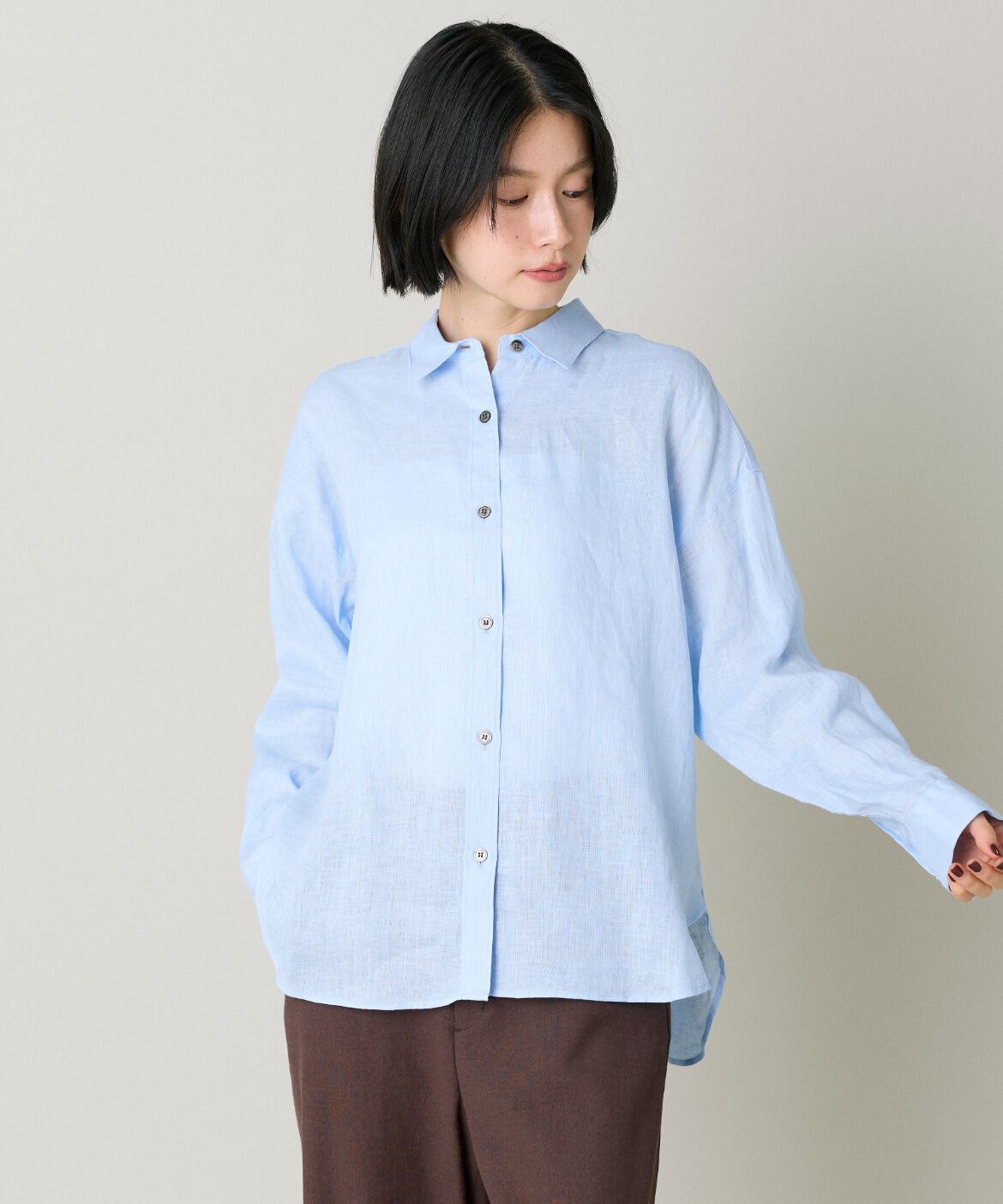 7-IDconcept.「リネンシャツ｜上質な麻素材で涼しく快適な一枚」|シャツ・ブラウス|サックス3