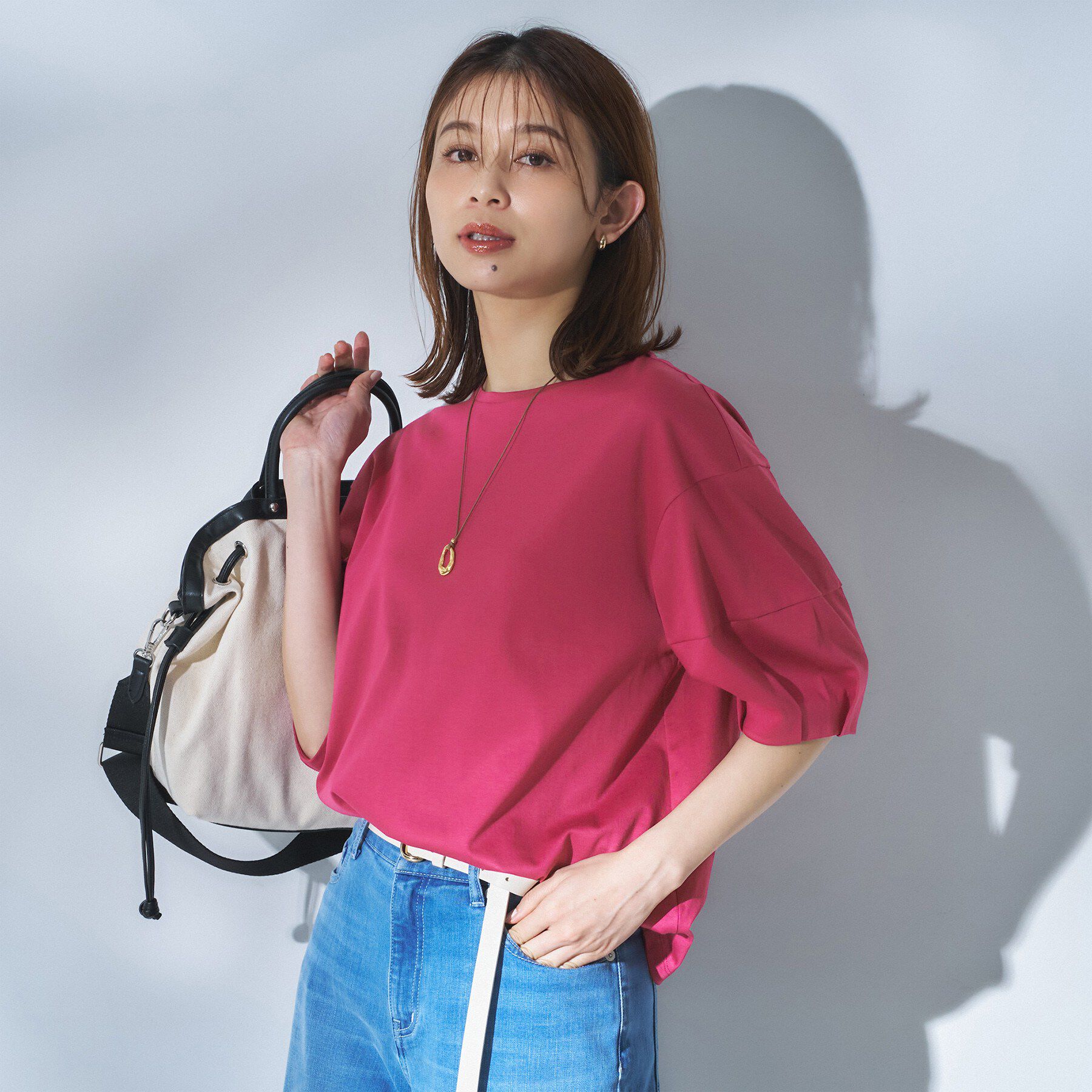 UNTITLED「【汗染み防止/接触冷感】ランタンスリーブプルオーバー」|Tシャツ・カットソー|ピンク(074)