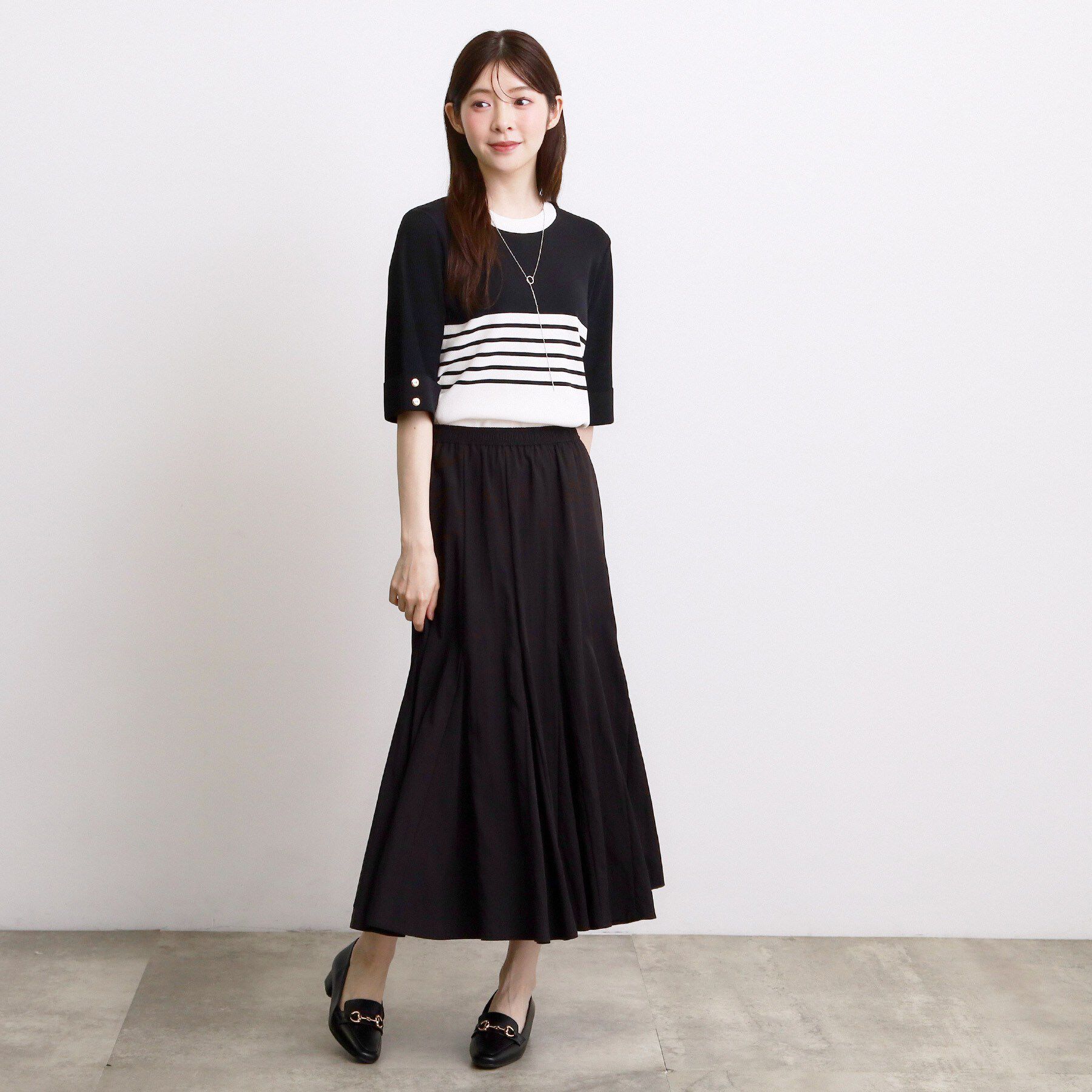 grove「【シリーズ累計36万枚/名品ニット】やわらかドライタッチ 袖メッシュ編みニット」|ニット・セーター|