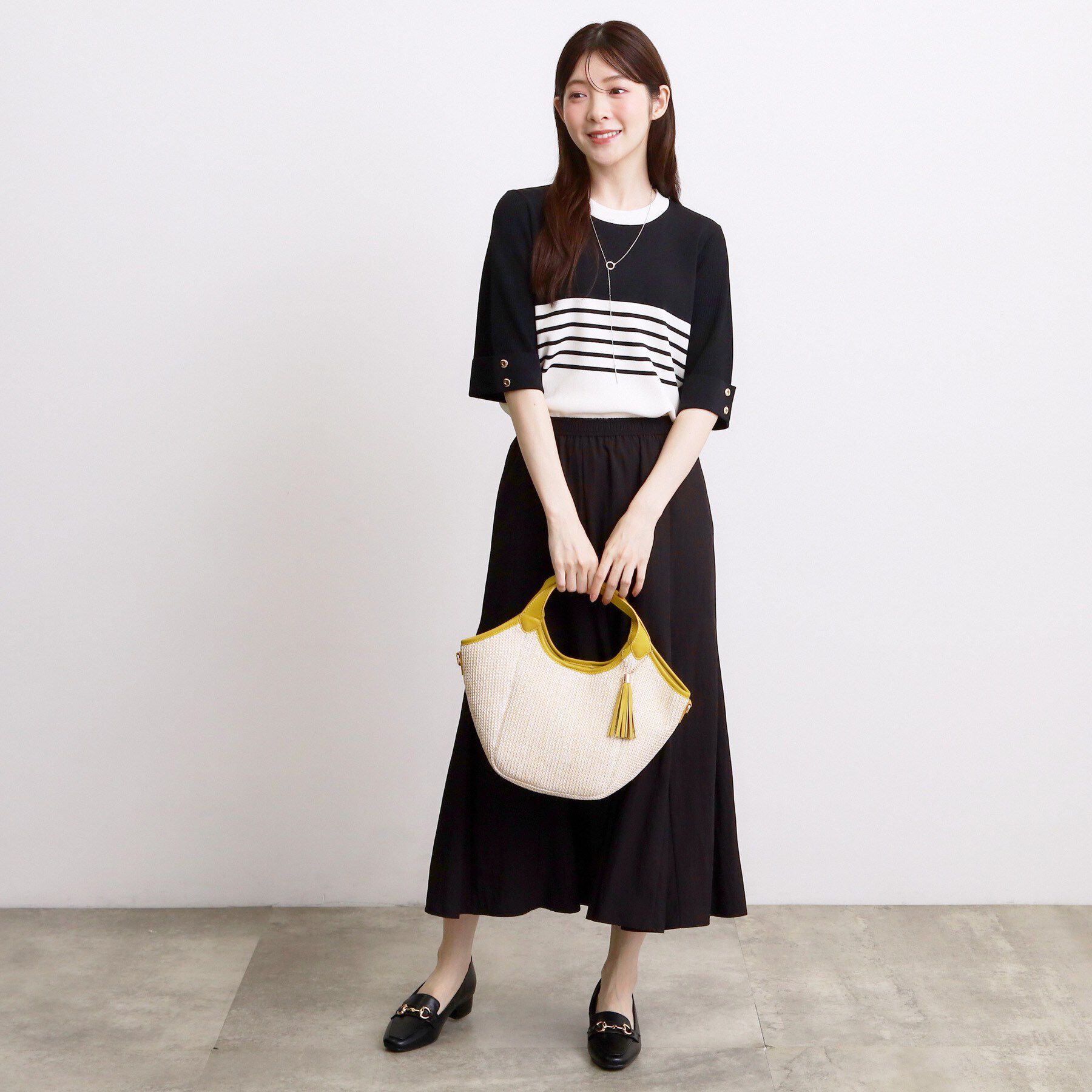 grove「【シリーズ累計36万枚/名品ニット】やわらかドライタッチ 袖メッシュ編みニット」|ニット・セーター|