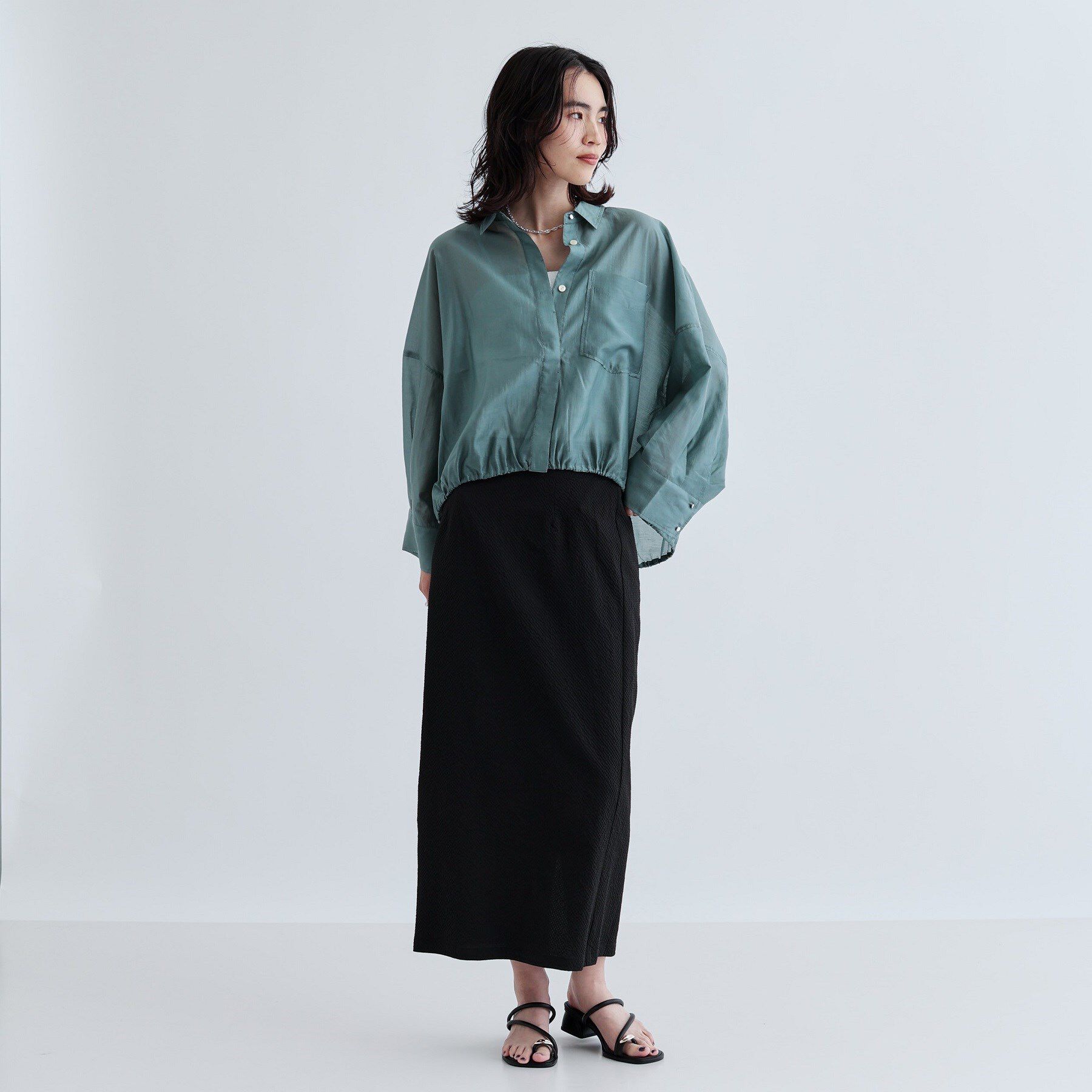 GALLEST「【再入荷】シアーローンステンカラーシャツ/シアーシャツ/シアートップス」|シャツ・ブラウス|
