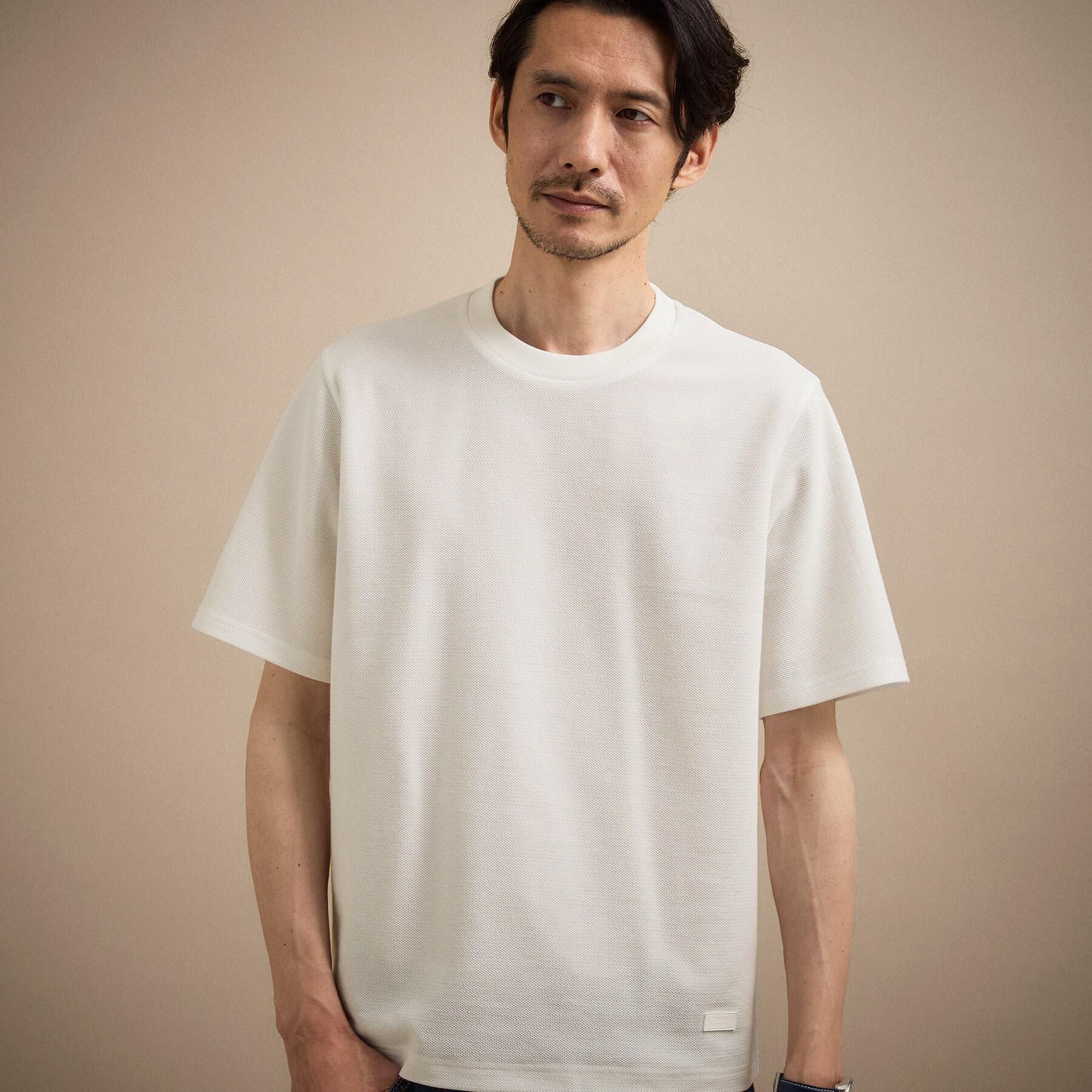 TAKEO KIKUCHI「【抗菌防臭】メランジ クルーネック プルオーバー」|Tシャツ・カットソー|ホワイト(001)