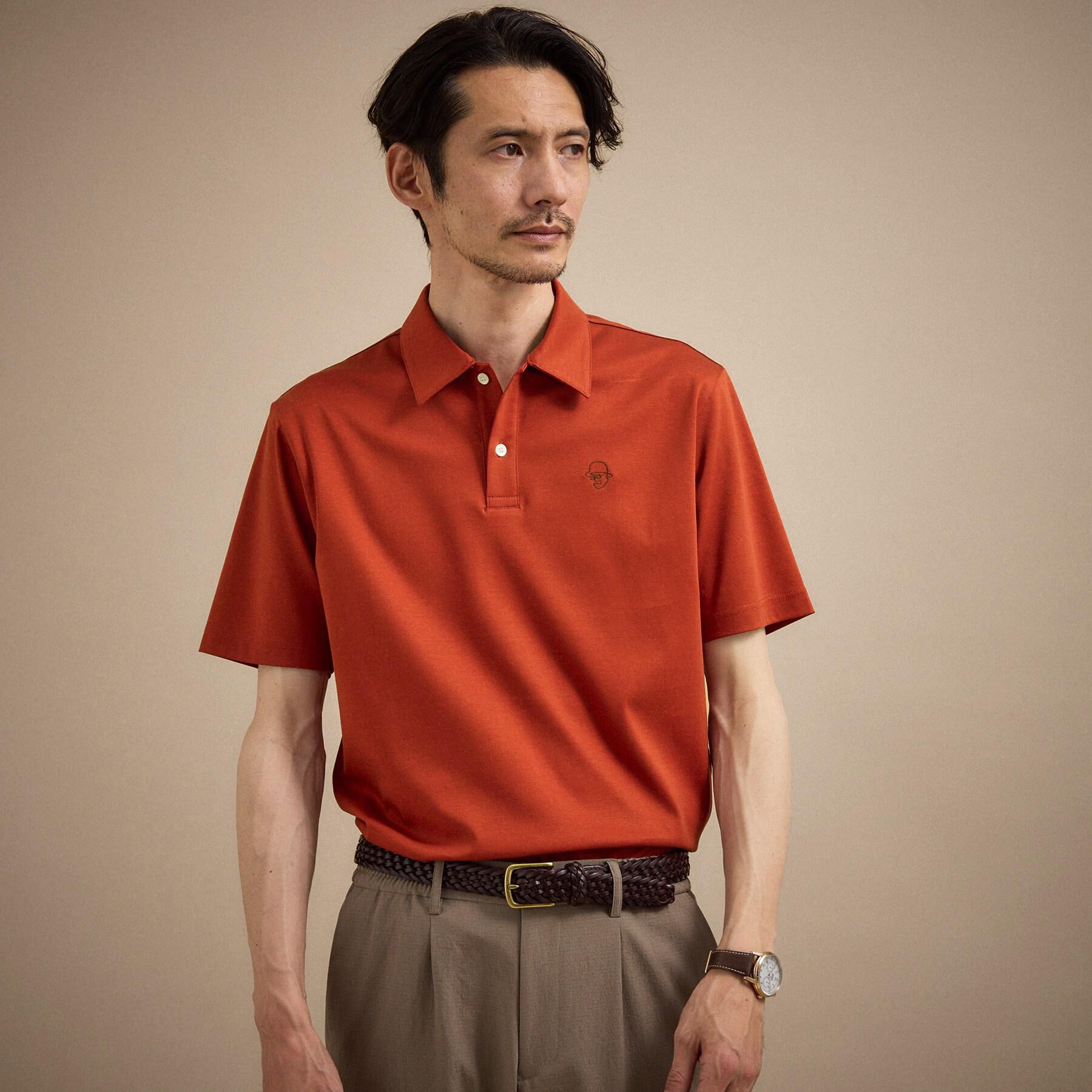 TAKEO KIKUCHI「【接触冷感】アイスクリアコットン ワンポイント ポロシャツ」|ポロシャツ|オレンジ(069)