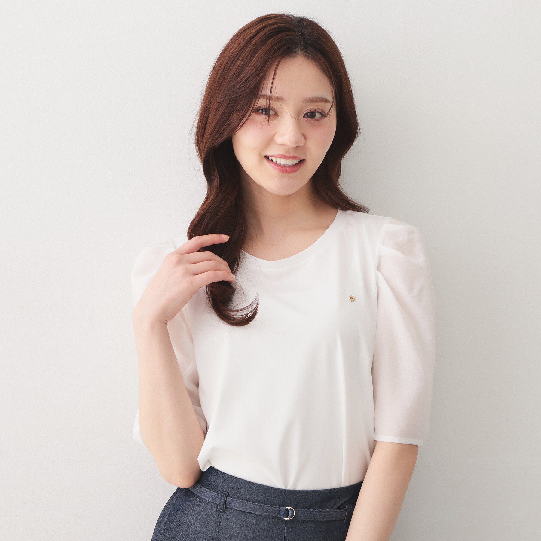 index「【UVケア／接触冷感】シアータックスリーブドッキングTシャツ《洗濯機OK》」|Tシャツ・カットソー|オフホワイト(003