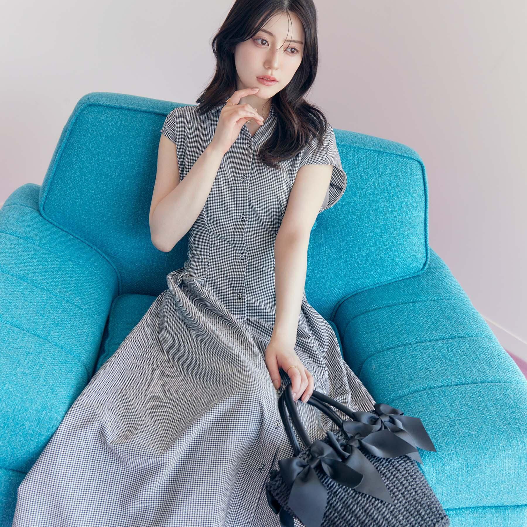 Couture broach「【洗える】サッカー シャツワンピース」|ワンピース|ブラック(219)