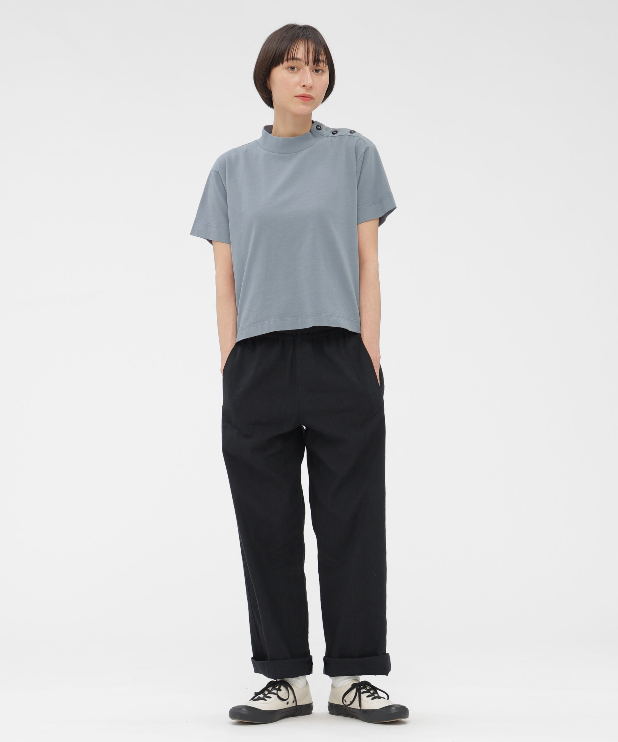 MHL.「GARMENT DYED TOUGH COTTON LINEN JERSEY TOP」|Tシャツ・カットソー|