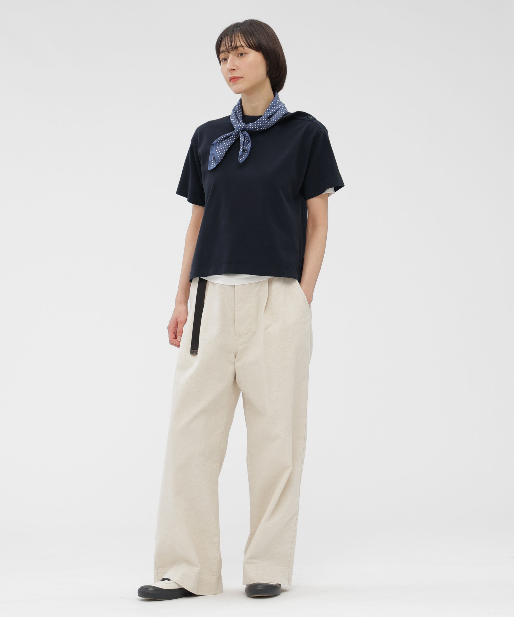 MHL.「GARMENT DYED TOUGH COTTON LINEN JERSEY TOP」|Tシャツ・カットソー|