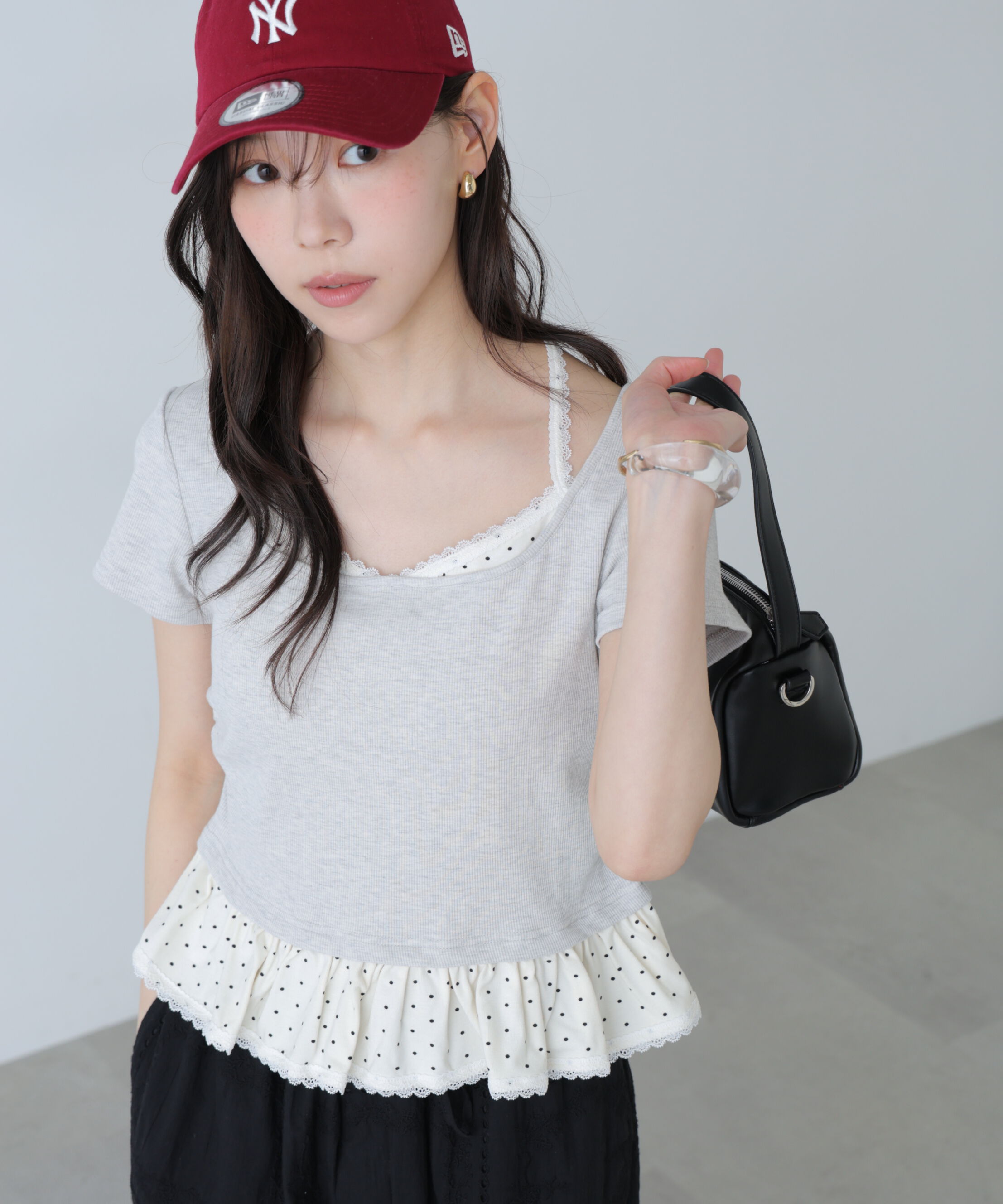  「レイヤード風ドットカットソー」|Tシャツ・カットソー|