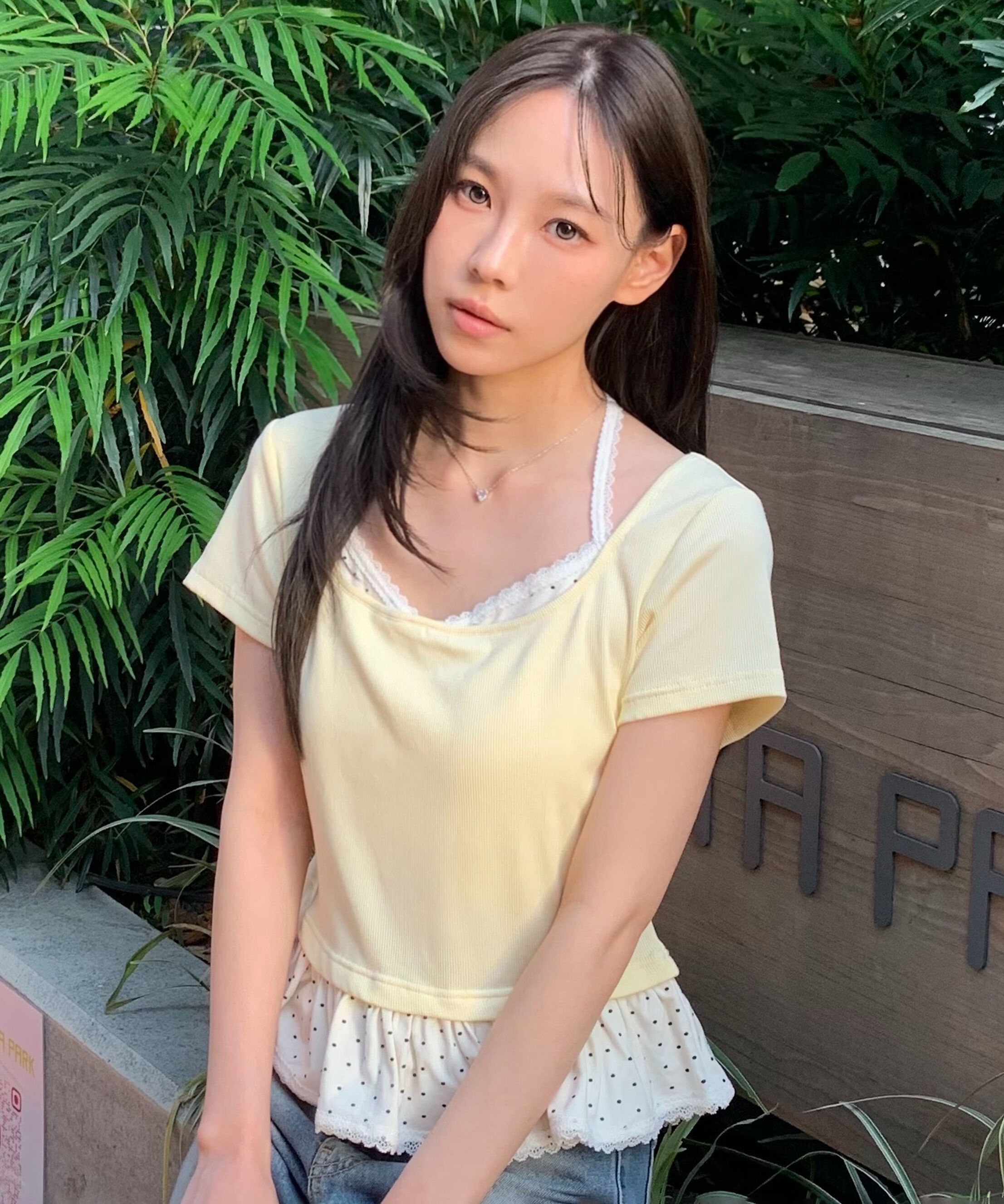  「レイヤード風ドットカットソー」|Tシャツ・カットソー|イエロー