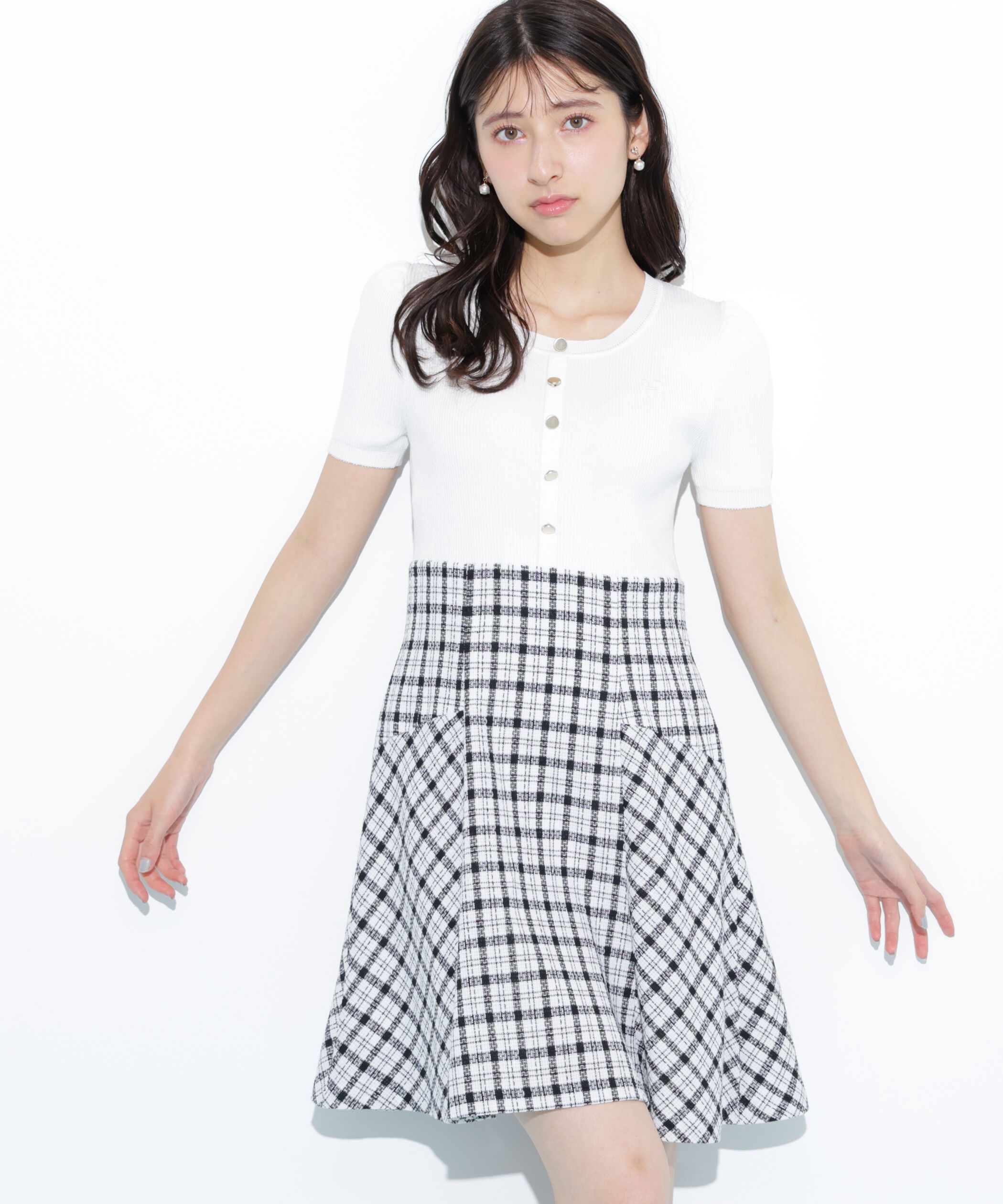  「チェックドッキングミニワンピース」|ワンピース|