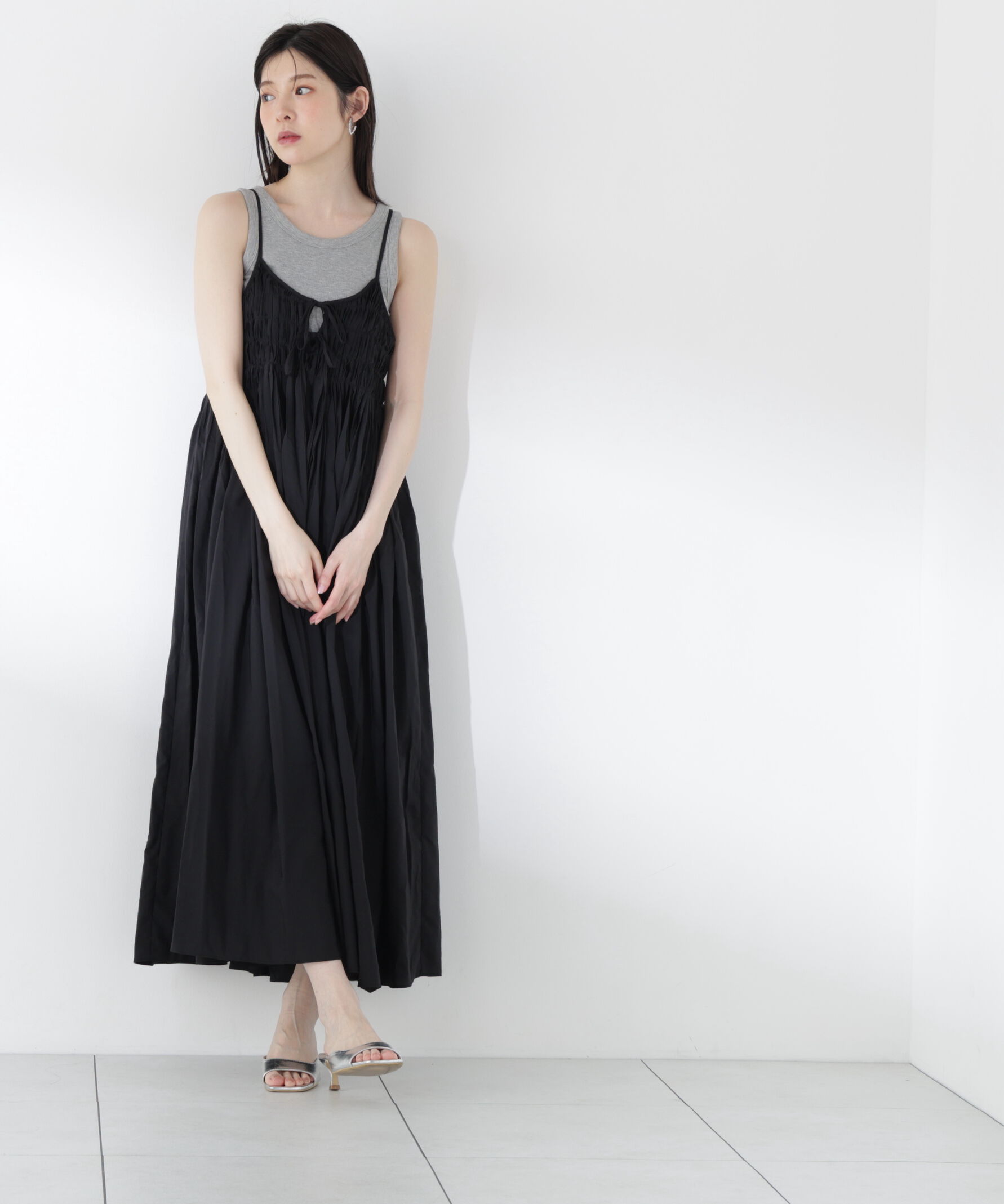 PROPORTION BODY DRESSING「〈a/mie〉タックキャミワンピース26SS」|ワンピース|ブラック