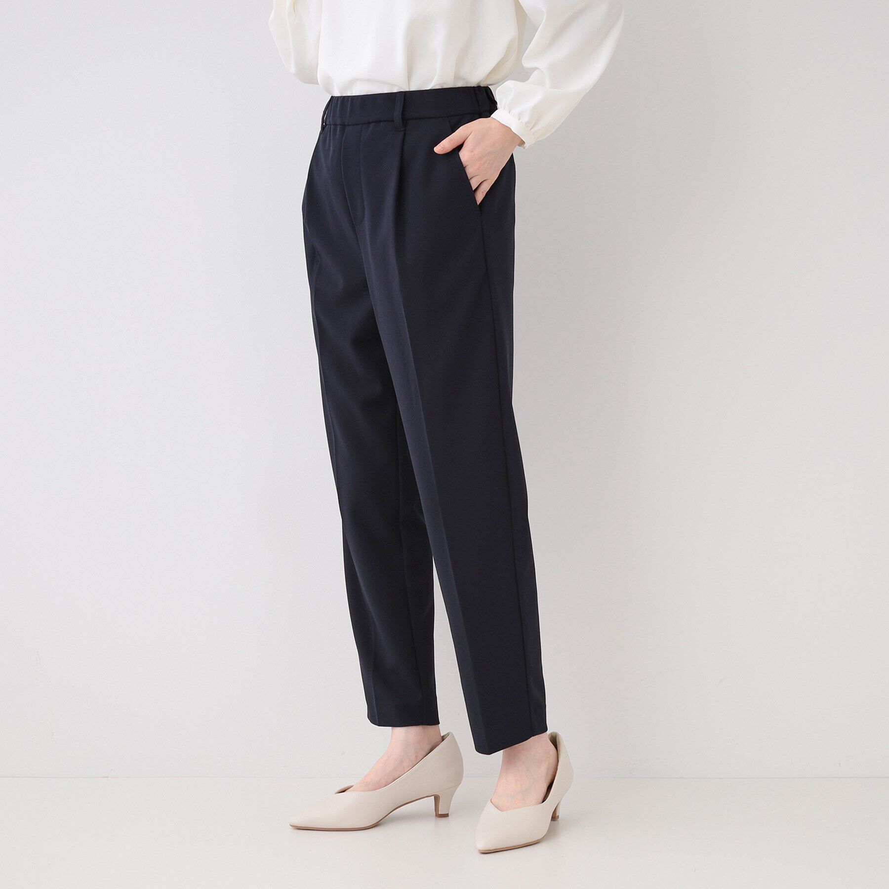 SHOO･LA･RUE「【洗える/S-3L/セットアップ可】セレモニーや通勤に カットジョーゼットテーパードパンツ」|その他|