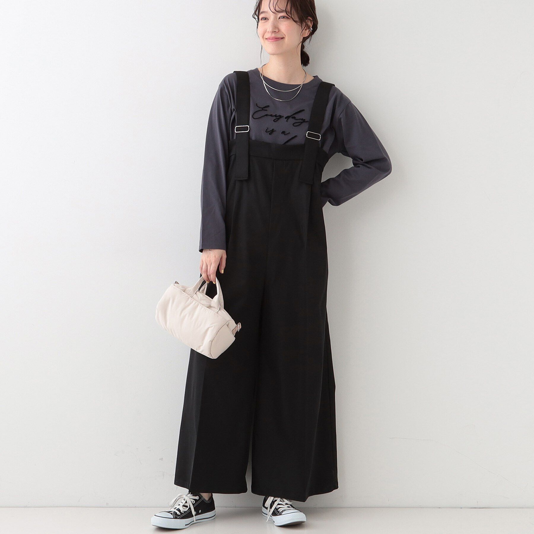 SHOO･LA･RUE「ゆるシルエットで大人見せ タック入りオールインワン」|オールインワン|ブラック(019)