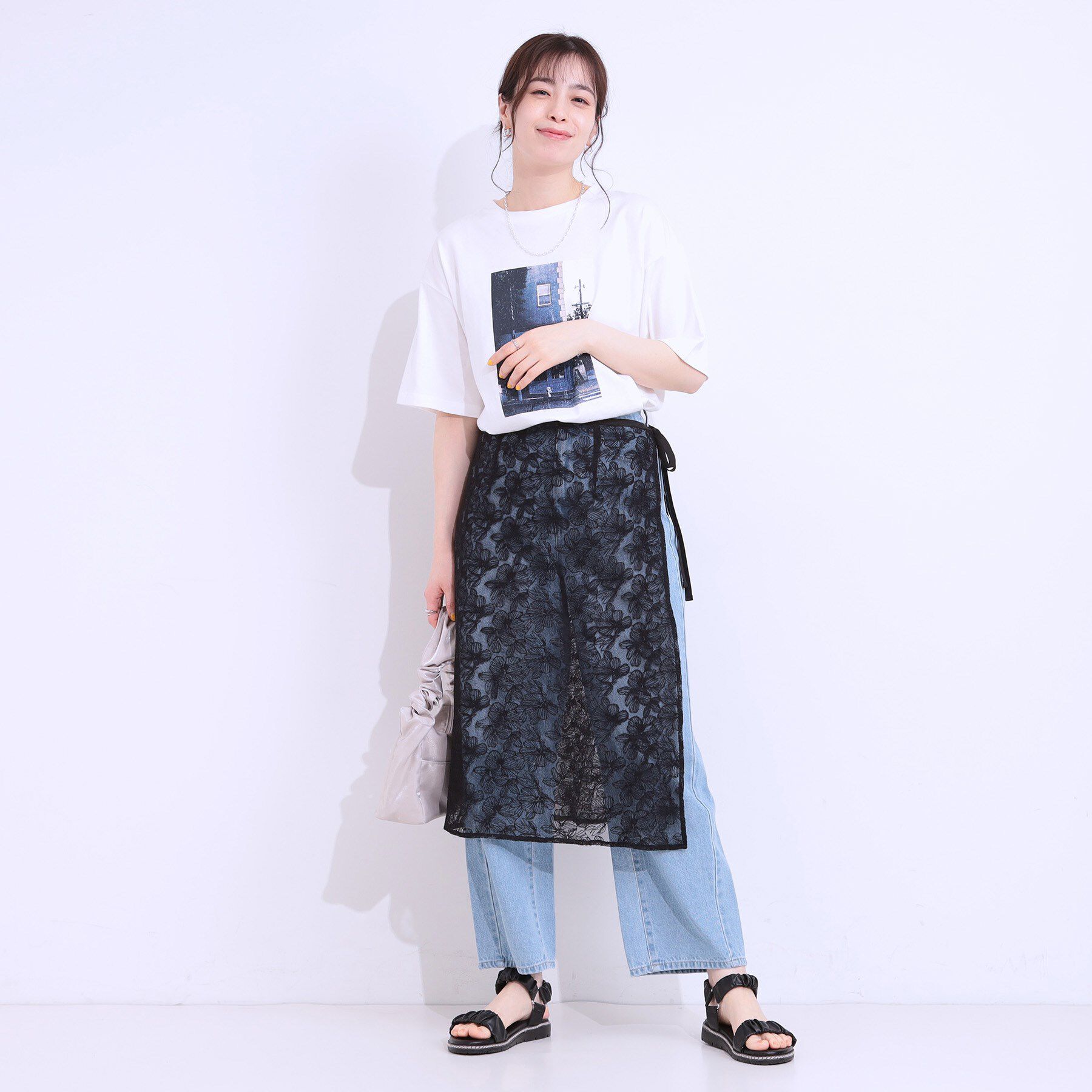 SHOO･LA･RUE「【洗える】チュール刺繍ラップスカート」|スカート|