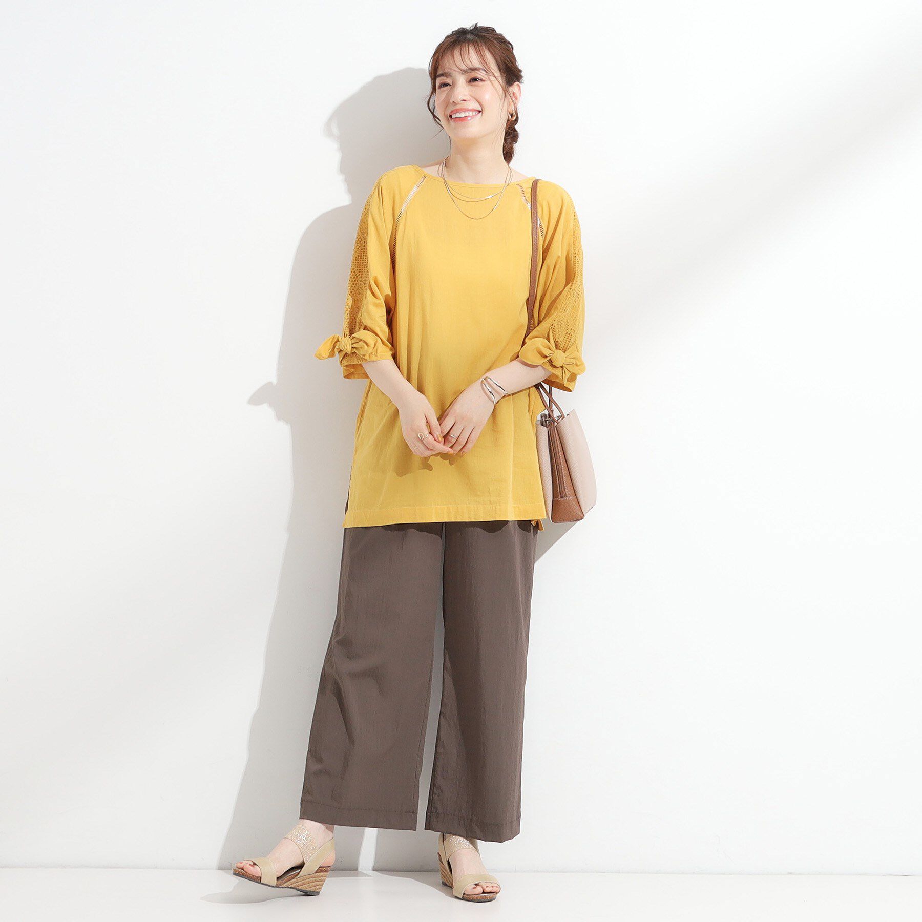 SHOO･LA･RUE「【S-LL】お袖デザインが華やか はしごレースチュニック」|チュニック|