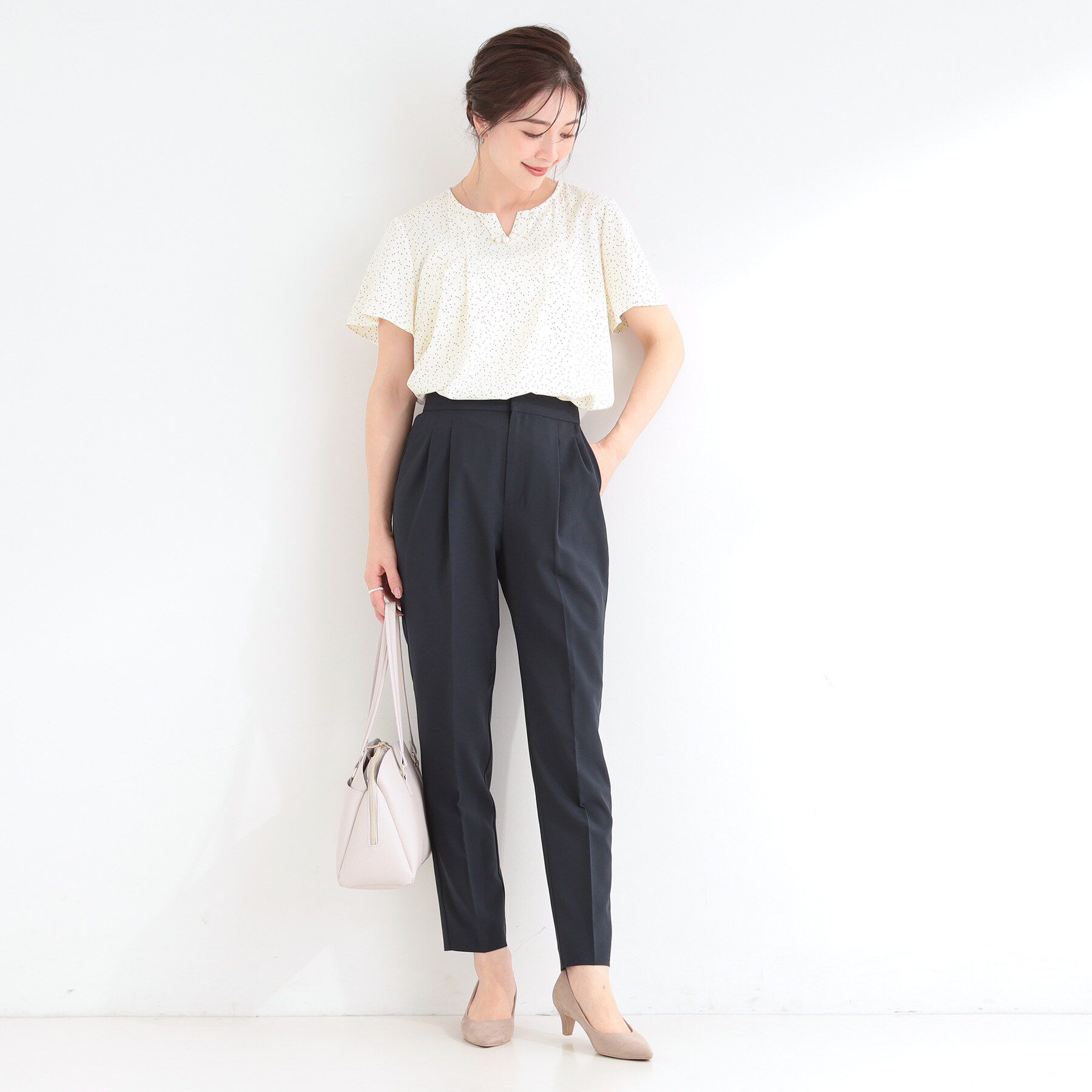 SHOO･LA･RUE「【ひんやり/UV/セットアップ可】洗濯後しわになりにくい スキッパーブラウス」|シャツ・ブラウス|