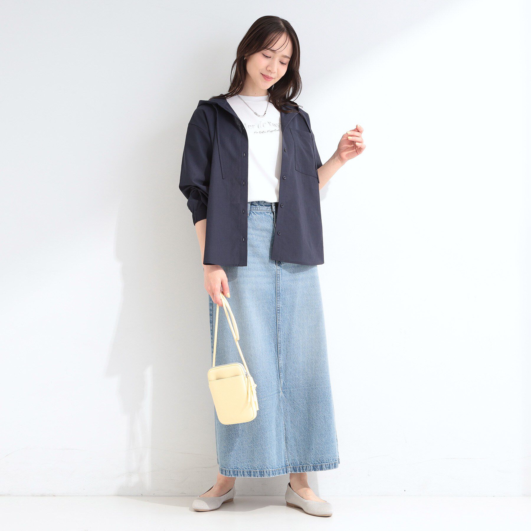 SHOO･LA･RUE「【さらり快適/洗濯機可/S-LL】UVカット機能付き ライトな着心地 ひんやりシャツパーカ」|シャツ・ブラウス|