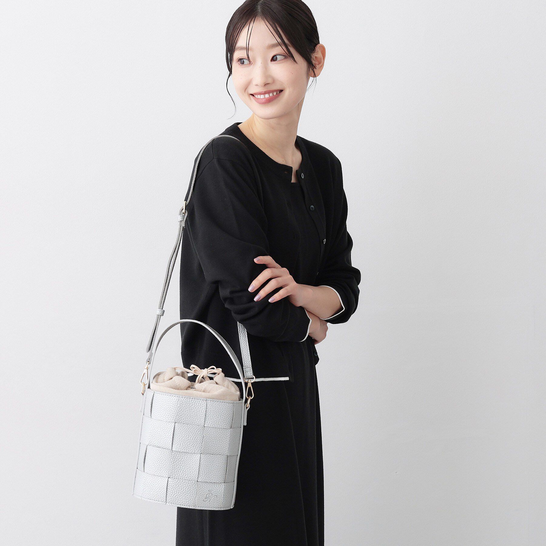 Dessin「【新色追加/2WAY】メッシュシリーズバケツBAG」|ショルダー・メッセンジャー|シルバー(006)