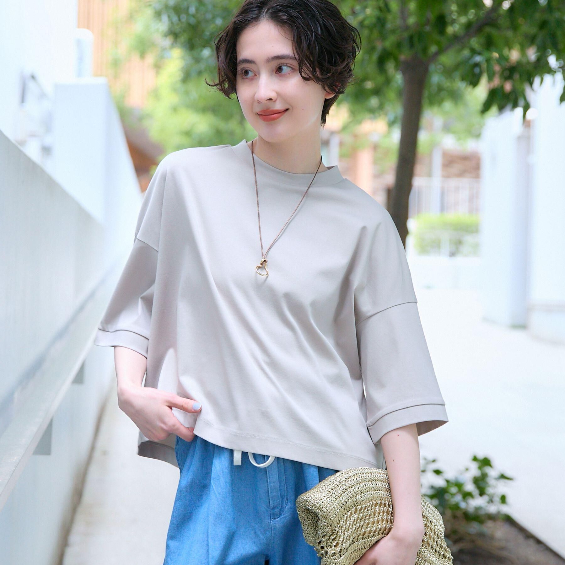 Dessin「【新色追加/体型カバー】美光沢カットソーボクシーシルエット」|Tシャツ・カットソー|