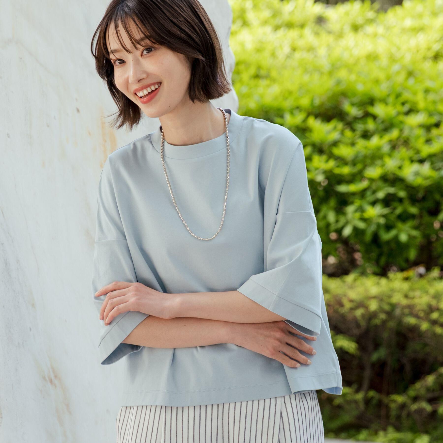 Dessin「【新色追加/体型カバー】美光沢カットソーボクシーシルエット」|Tシャツ・カットソー|