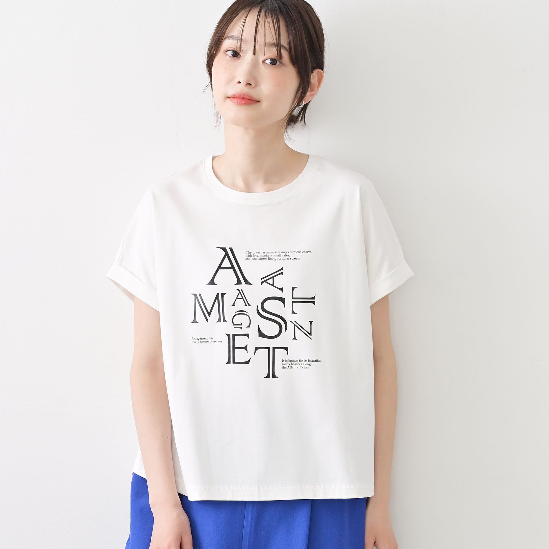 Dessin「【洗える】美光沢カットソーロゴTシャツ」|Tシャツ・カットソー|ホワイト(502)