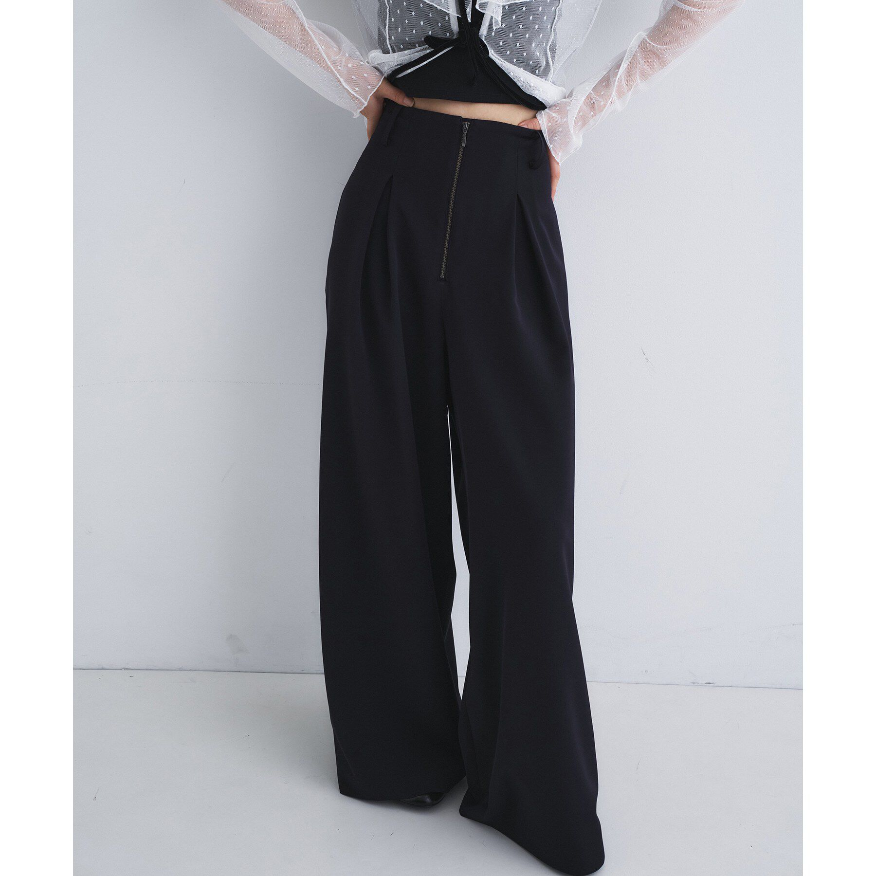 CODE A「zip wide pants」|その他|ブラック(019)