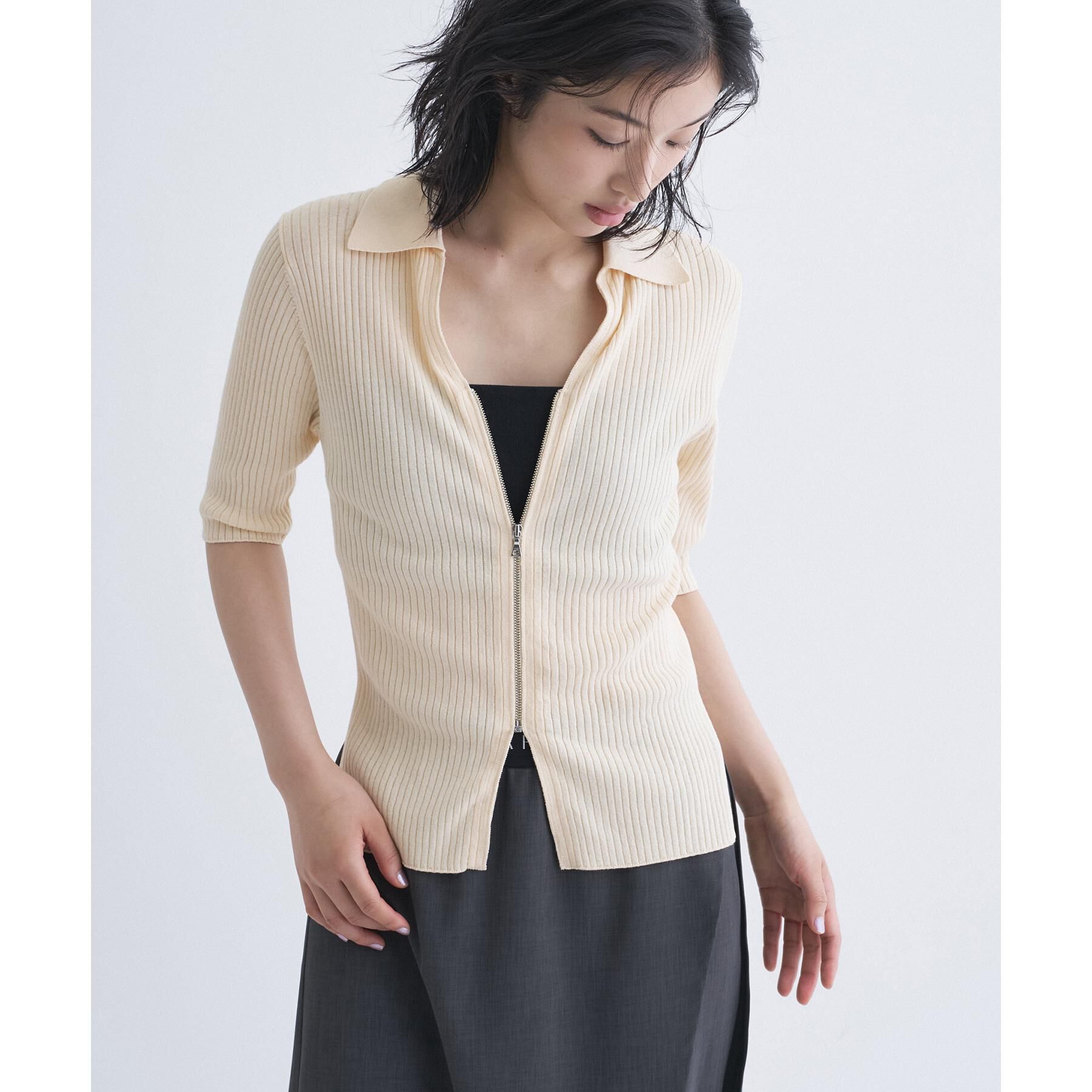 CODE A「rib zip cardigan」|カーディガン|