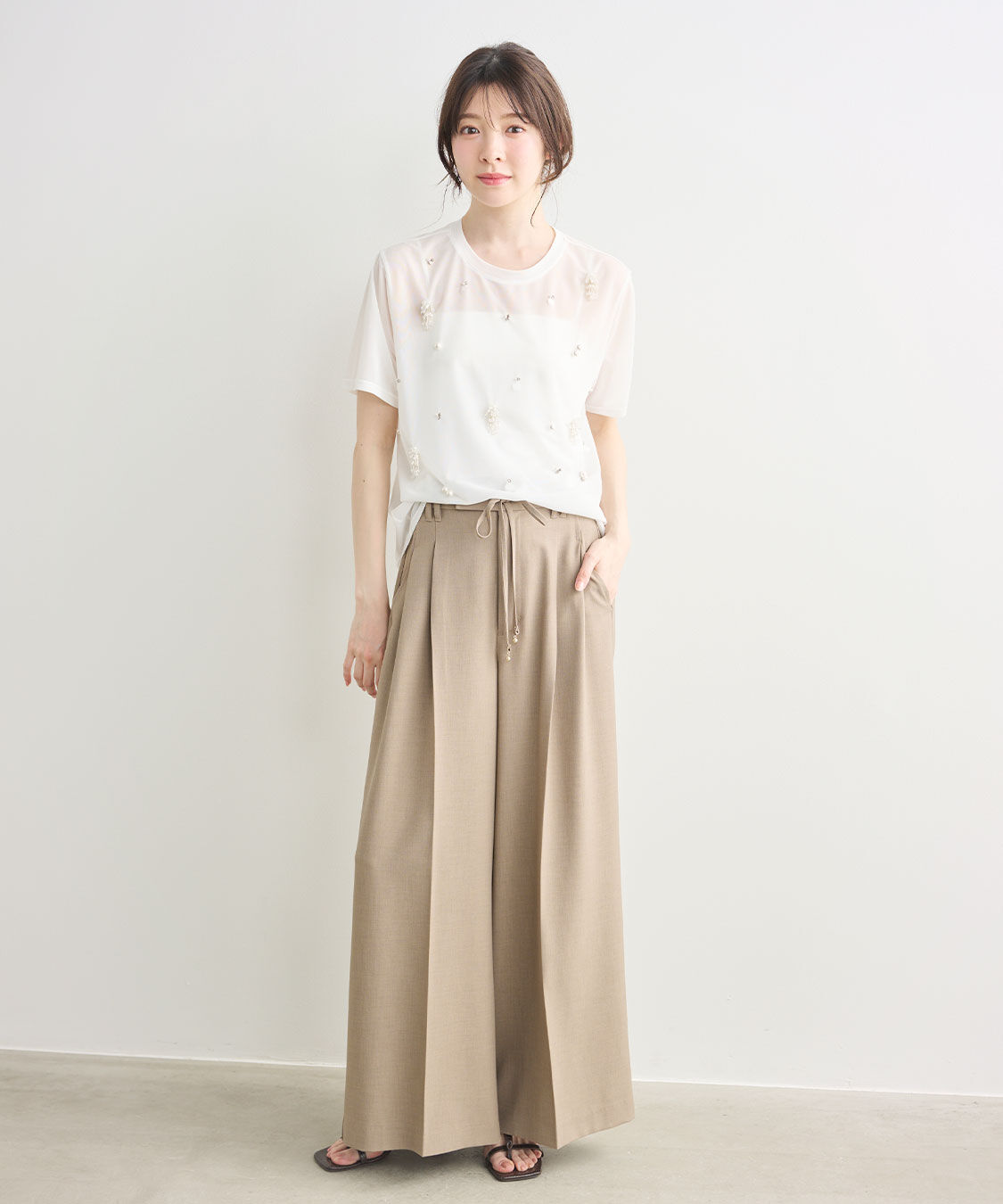 COCO DEAL「ビジューシアーTシャツ」|Tシャツ・カットソー|