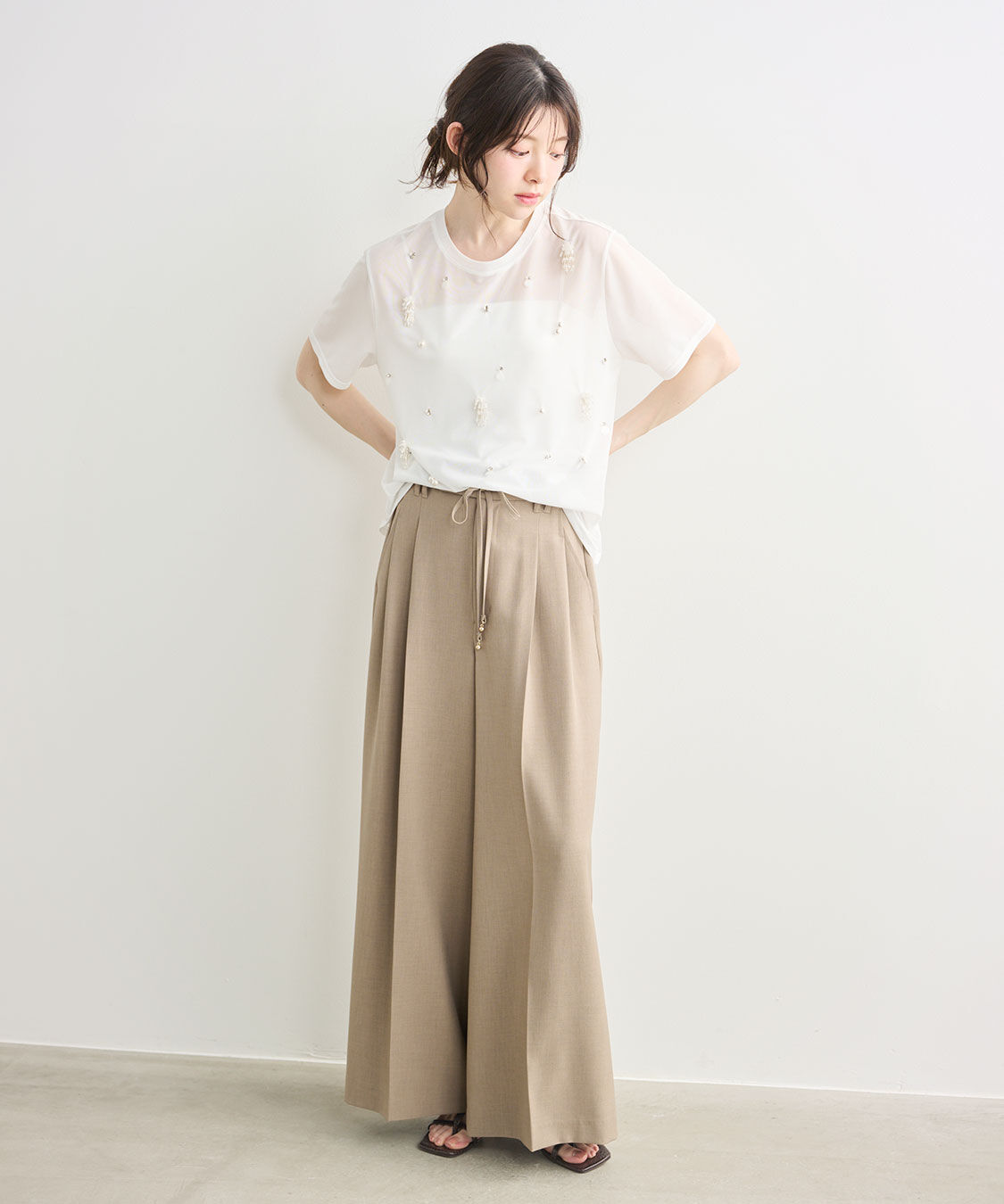 COCO DEAL「ビジューシアーTシャツ」|Tシャツ・カットソー|