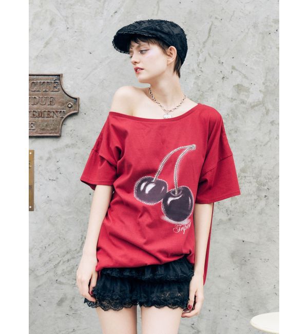jouetie「チェリーワンショルルーズTシャツ」|Tシャツ・カットソー|