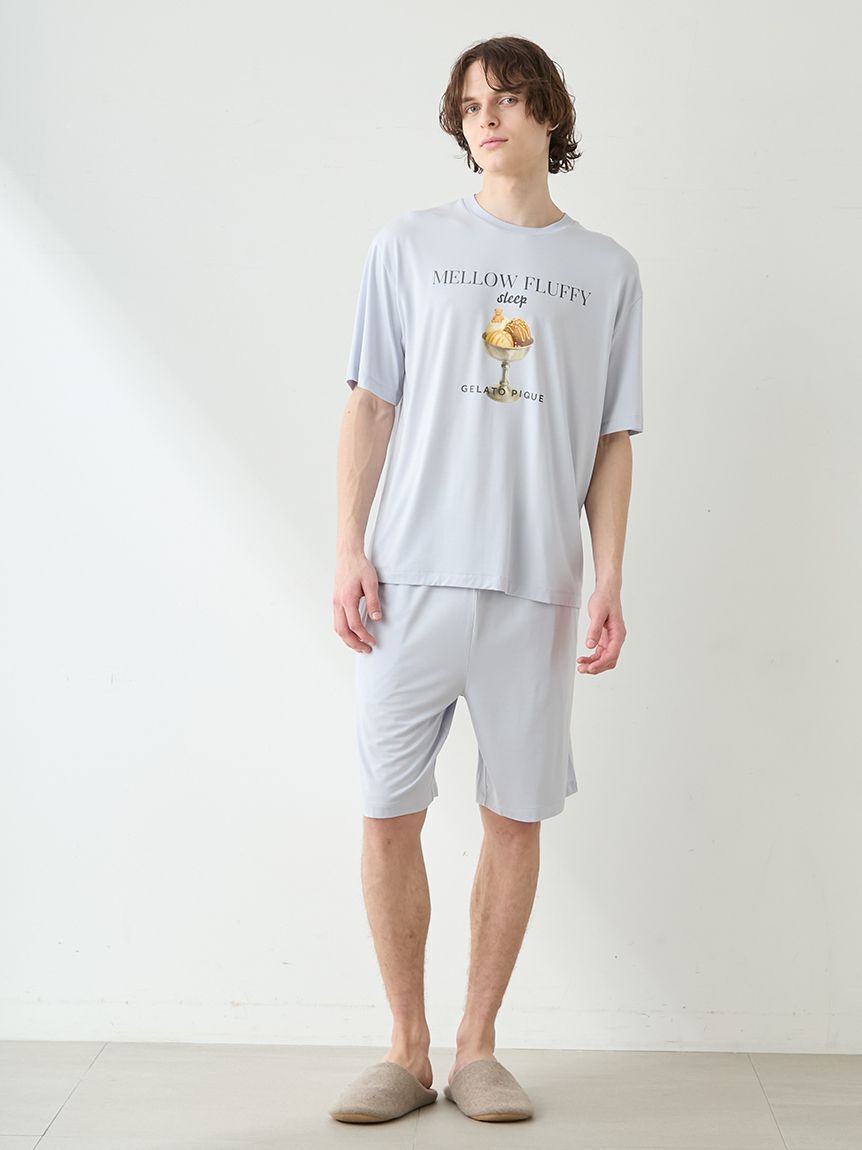 GELATO PIQUE HOMME「【ラッピング済み】【HOMME】【接触冷感】COOLレーヨンデザートロゴTシャツ&ハーフパンツSET」|ルームウェア|