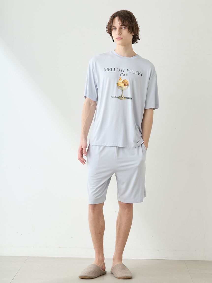 GELATO PIQUE HOMME「【ラッピング済み】【HOMME】【接触冷感】COOLレーヨンデザートロゴTシャツ&ハーフパンツSET」|ルームウェア|