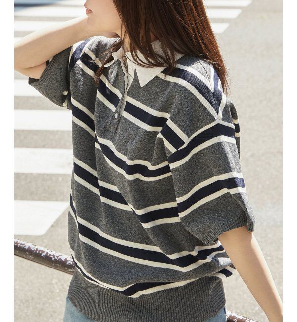 VENCE share style「シャツ襟 半袖ポロニット」|シャツ・ブラウス|