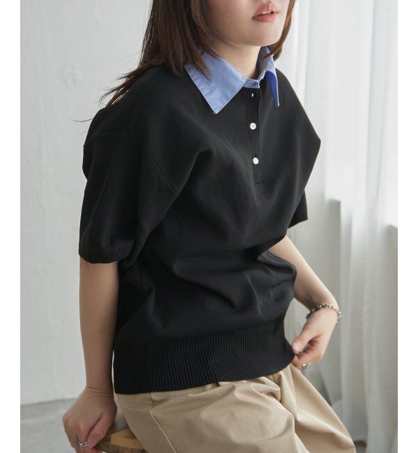 VENCE share style「シャツ襟 半袖ポロニット」|シャツ・ブラウス|
