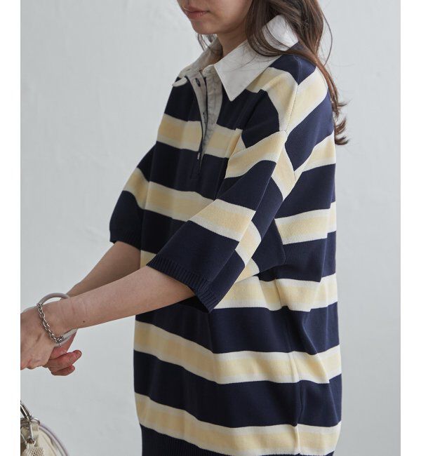 VENCE share style「シャツ襟 半袖ポロニット」|シャツ・ブラウス|
