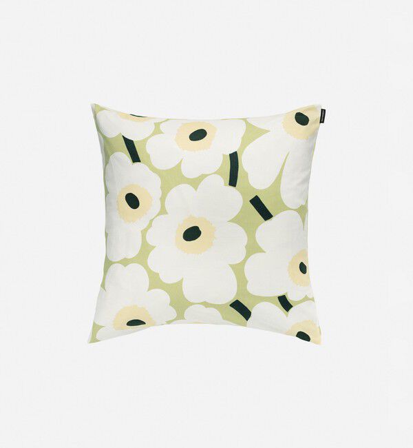 Marimekko「Pieni Unikko クッションカバー 50&times;50cm」|クッション・クッションカバー|ﾗｲﾄｸﾞﾘｰﾝ&times;ｵﾌﾎﾜｲﾄ