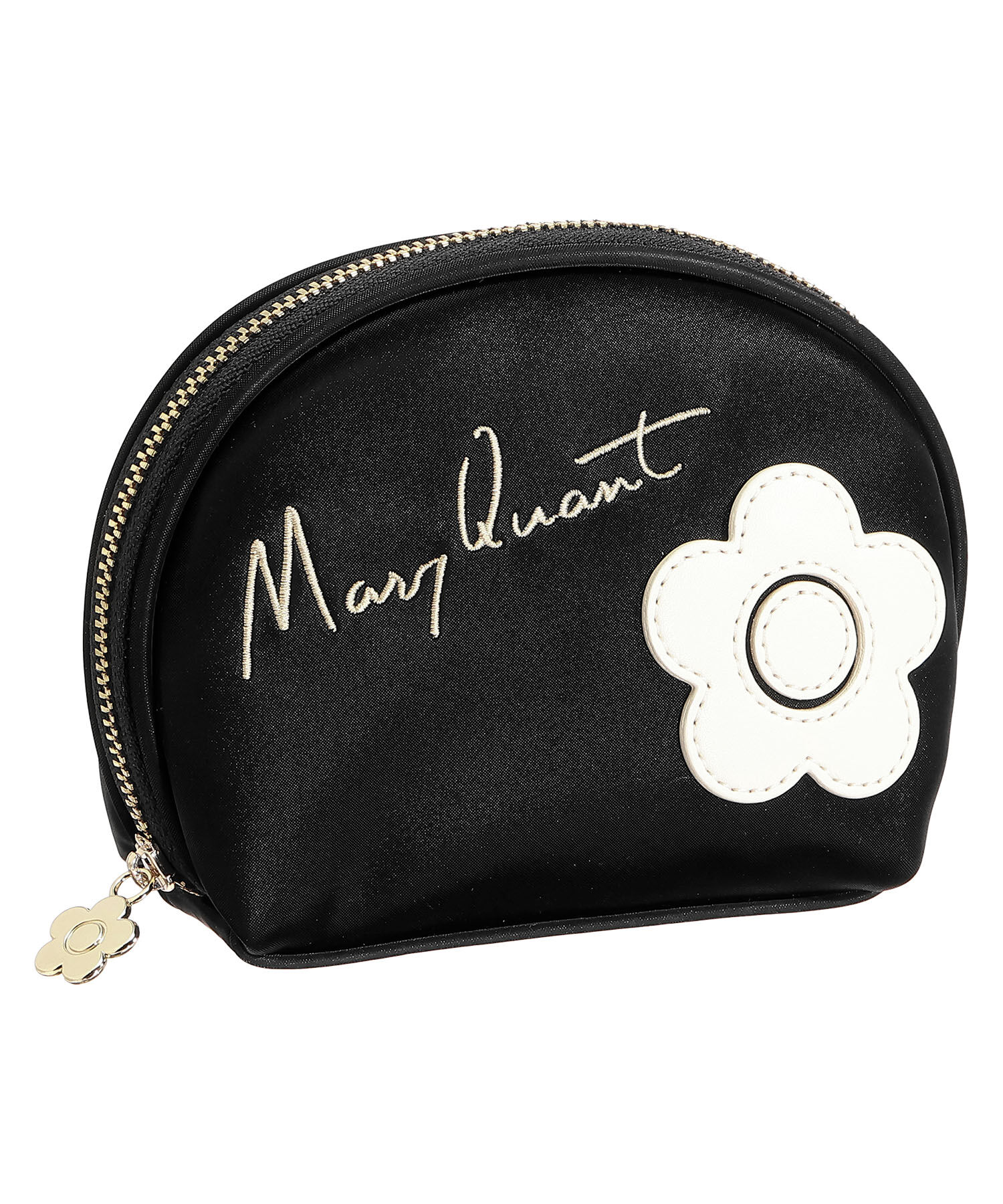 MARY QUANT「サインロゴデイジーパッチ ラウンドポーチ」|ポーチ|ブラック