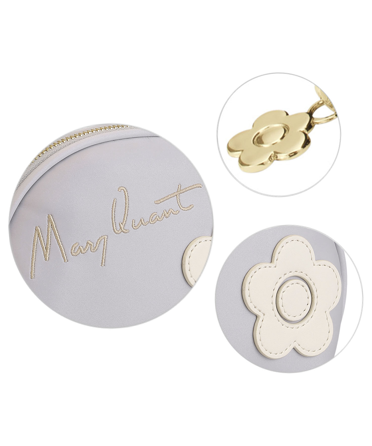 MARY QUANT「サインロゴデイジーパッチ ラウンドポーチ」|ポーチ|