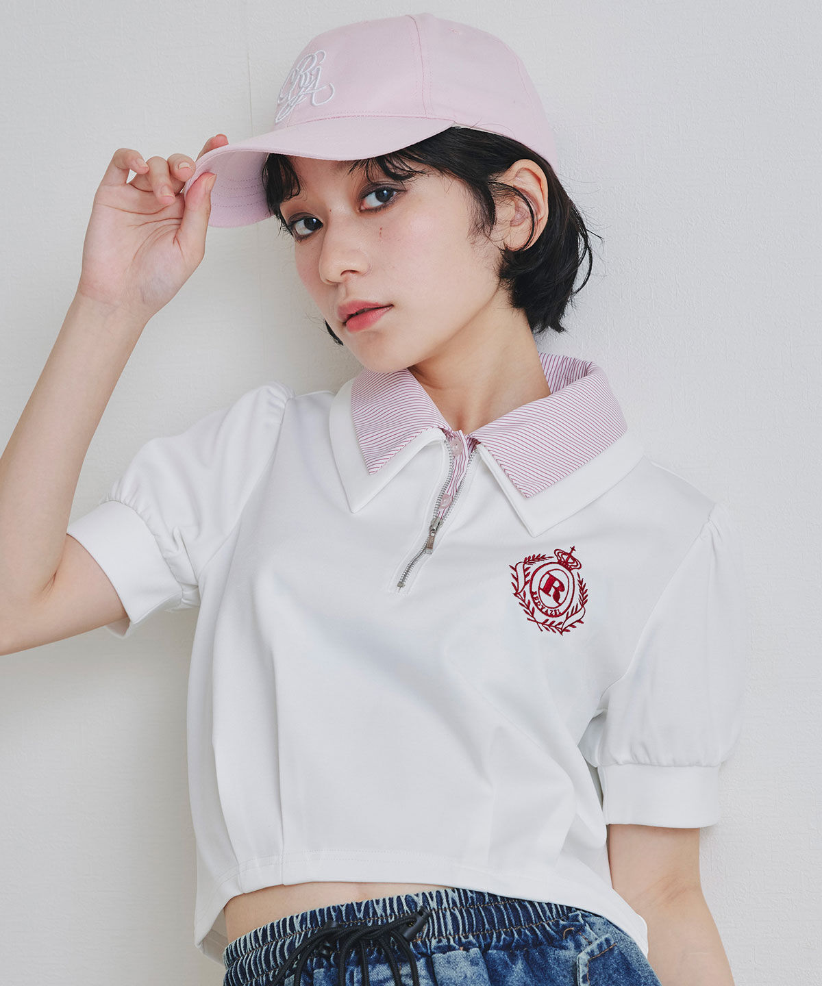 REDYAZEL「エンブレムダブルカラーカットプルオーバー」|Tシャツ・カットソー|オフ