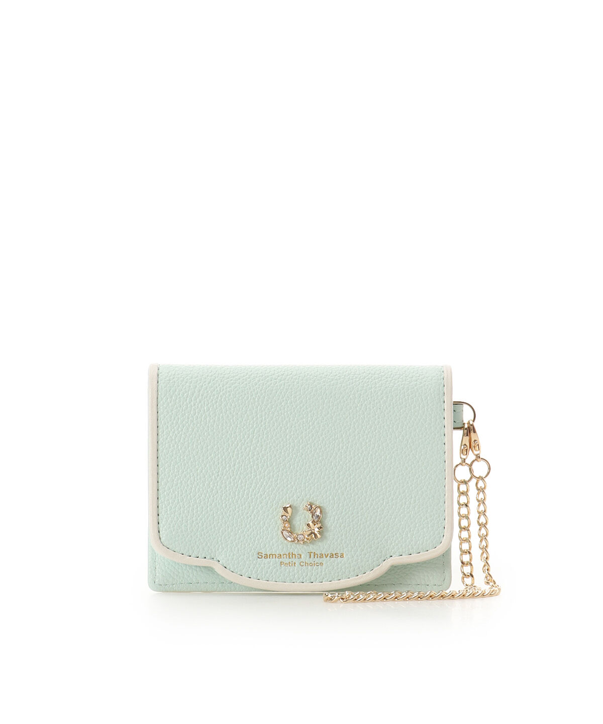 Samantha Thavasa Petit Choice「フープラインビジュー パスケース」|定期入れ|ミント