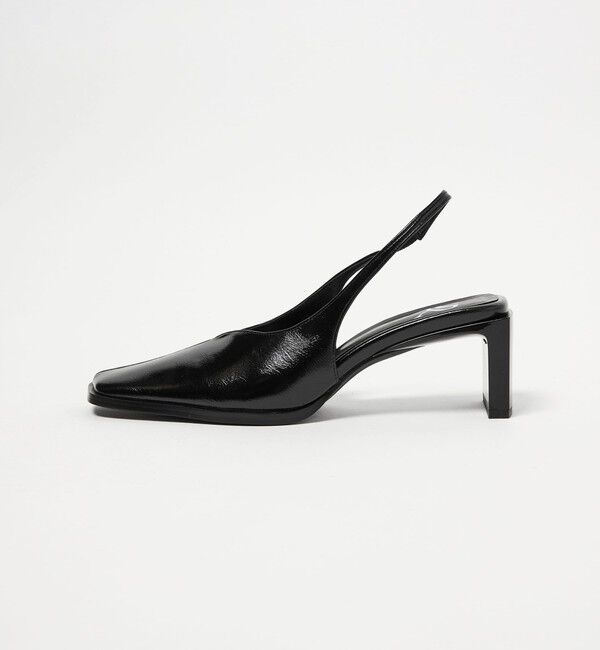 SY UNITED ARROWS「＜SY＞ スクエアエッジヒールバックベルト パンプス55&uarr;」|パンプス|BLACK