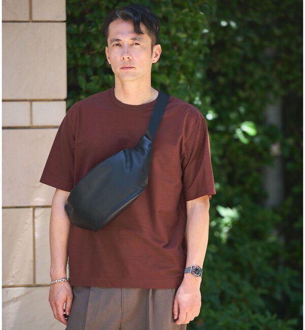 UNITED ARROWS green label relaxing「GLR レザー ファンクショナル スリングバッグ」|ショルダー・メッセンジャー|BLACK