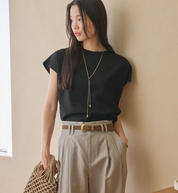 BEAUTY&YOUTH UNITED ARROWS「クルーネック フレンチスリーブ カットソー」|Tシャツ・カットソー|BLACK