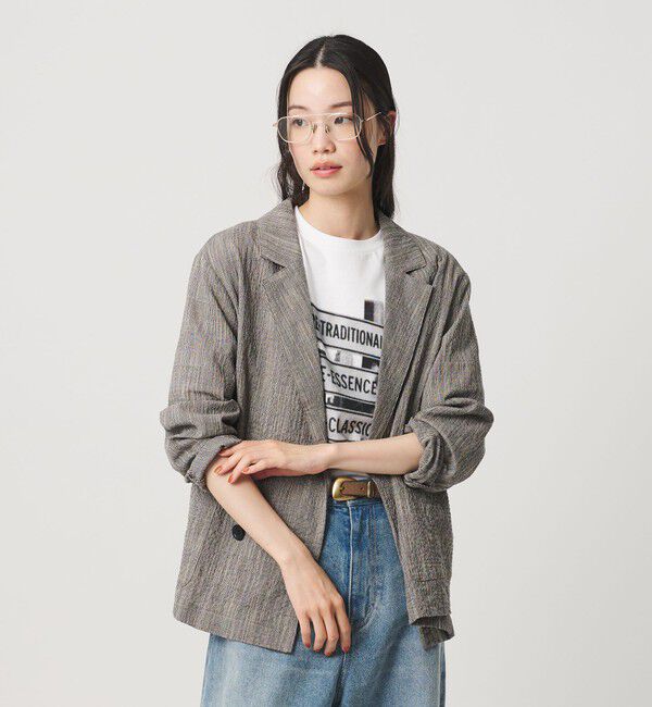 BEAUTY&YOUTH UNITED ARROWS「【WEB限定】グレンチェック ダブルジャケット ウォッシャブル」|テーラードジャケット|BLACK