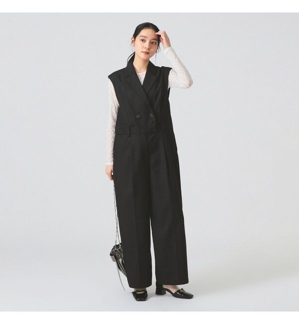 Ray BEAMS 「スーツ ディテール サロペット」|オールインワン|BLACK