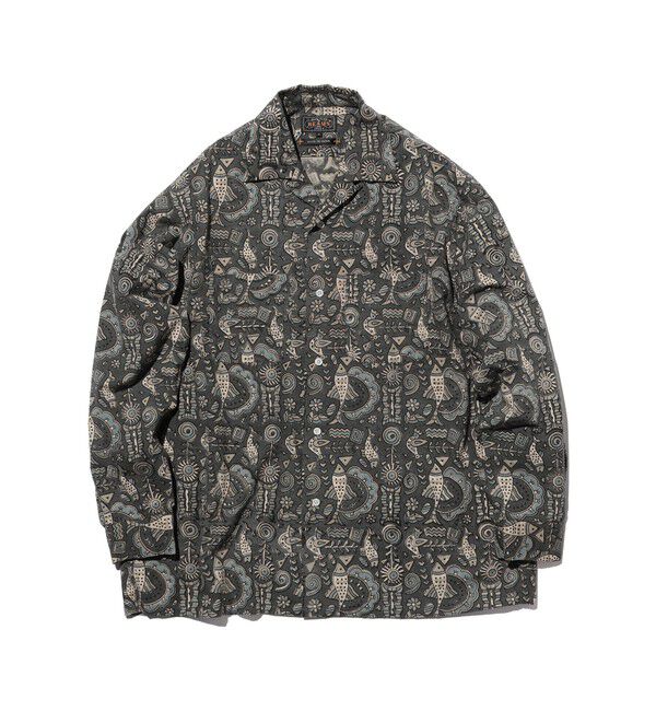 BEAMS PLUS「Open Collar Block Print」|シャツ・ブラウス|