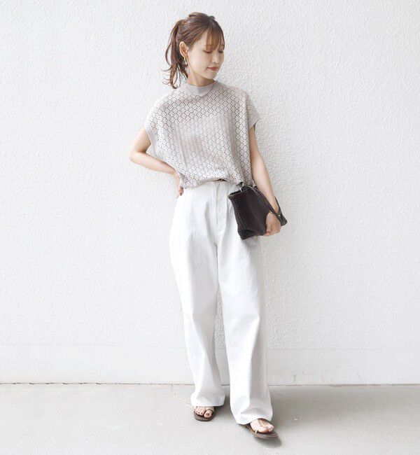 SHIPS for women「《一部追加予約》【WEB限定】〈手洗い可能〉アイレット クルーネック プルオーバー」|Tシャツ・カットソー|