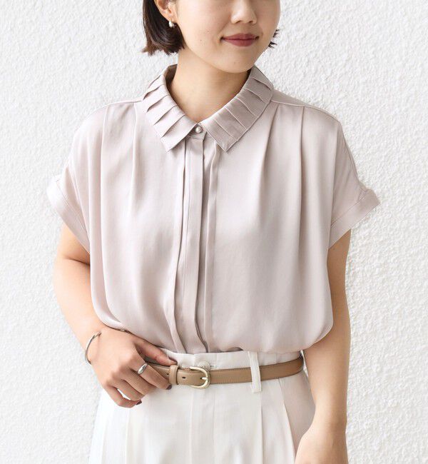 SHIPS for women「【WEB限定】〈手洗い可能〉サテン 襟 タック デザイン ブラウス」|シャツ・ブラウス|