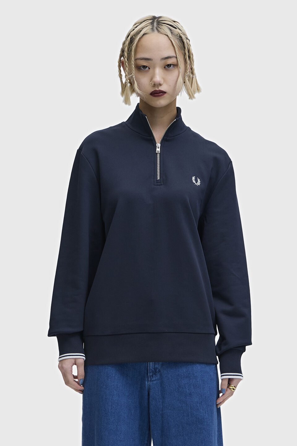 FRED PERRY 「Half Zip Sweatshirt／フレッドペリーハーフジップスウェットシャツ」|スウェット・ジャージ|NAVY